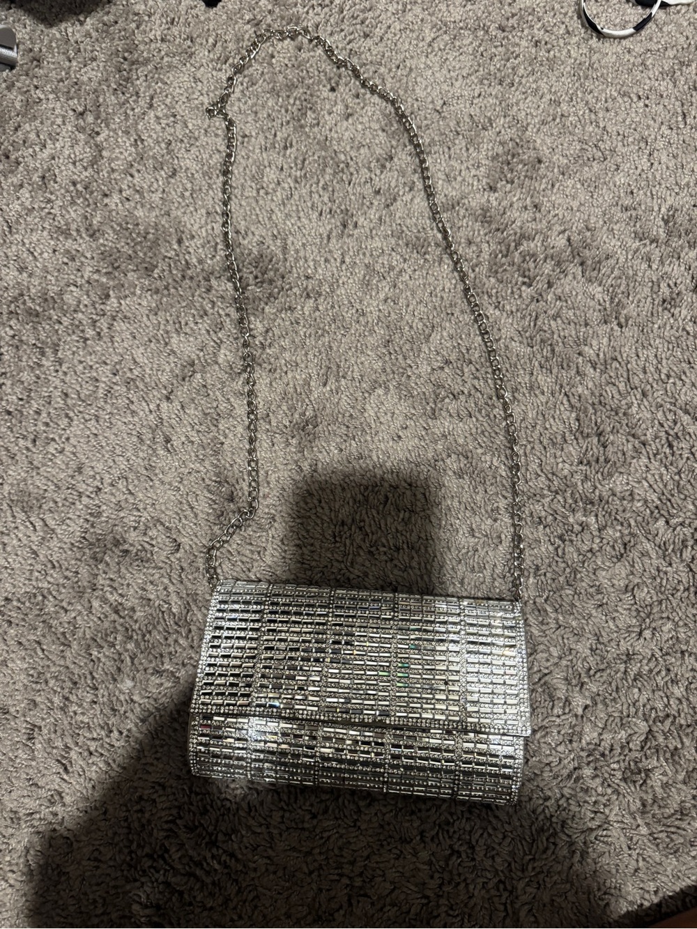 Silver Rhinestone Evening Clutch Bag